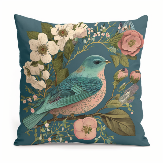 Printed Bird Spring Time Pillow