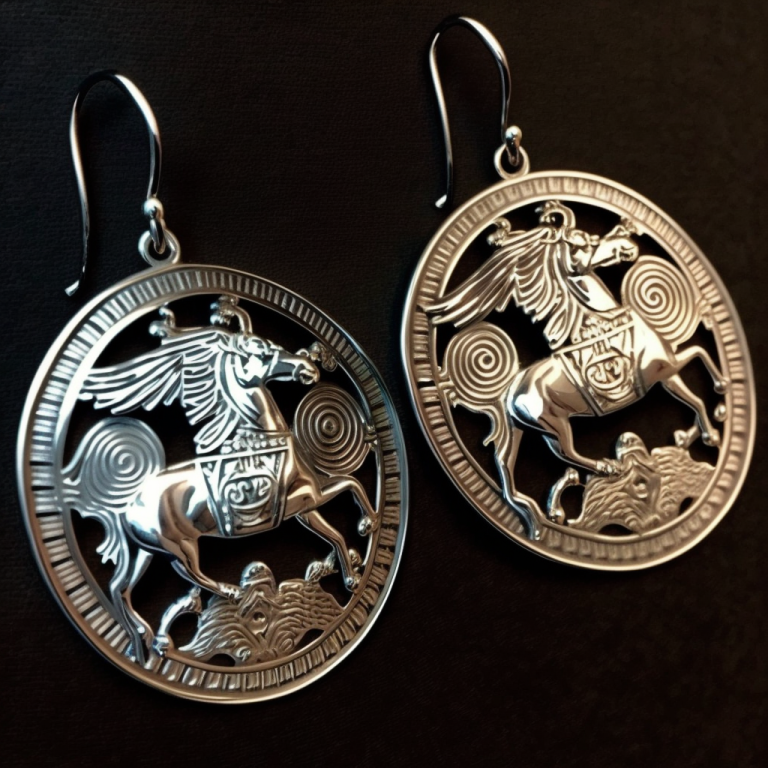 Silver Aztec Horse Headdress Earrings | Stylish and Unique Jewelry