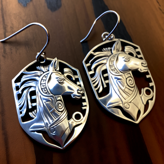 Silver Shield Running Horse Earrings | Elegant and Timeless Jewelry
