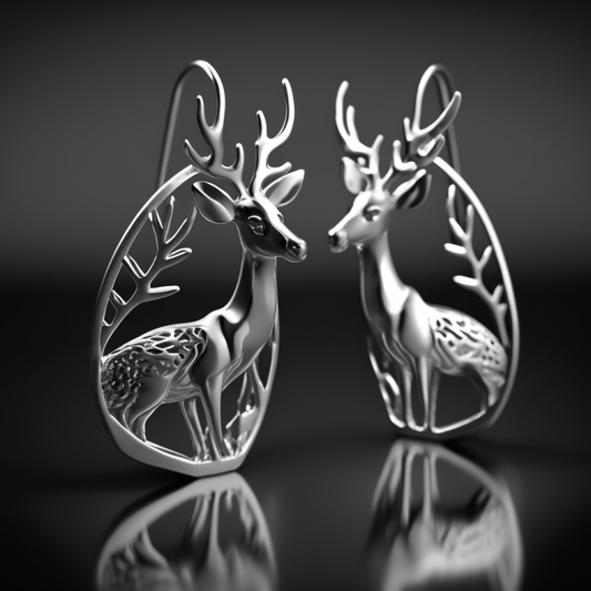 Buck Earrings in Polished Silver | Unique and Elegant Nature Inspired Design