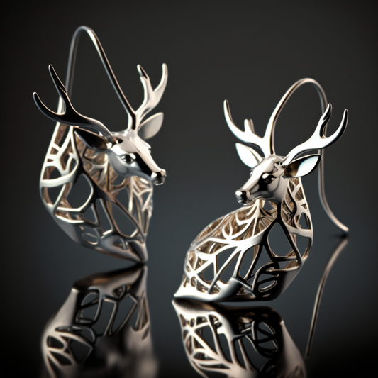 Silver Organic Buck Earrings in Polished Silver | Nature Inspired Design